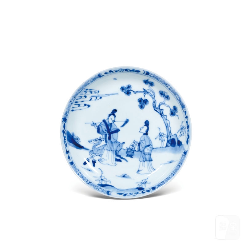 清雍正青花麻姑献寿纹小碟